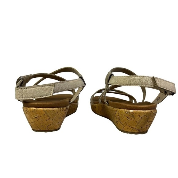 Skechers Sandals Womens 9.5 Luxe Foam Cork Beige And Metallic Snake Skin Shoes - Picture 8 of 10